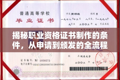 广宁揭秘职业资格证书制作的条件，从申请到颁发的全流程解析